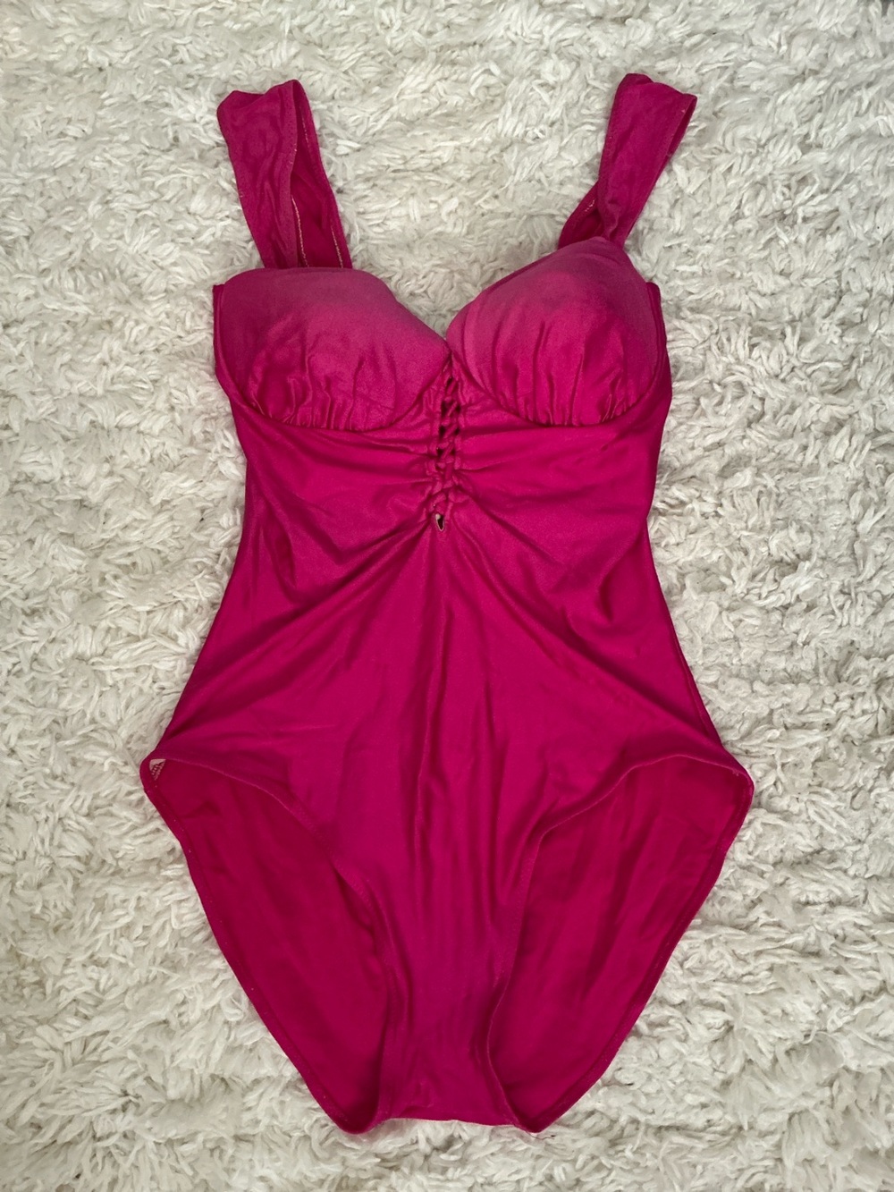 VINTAGE 80s Gottex Fuschia Pink One Piece Swimsuit